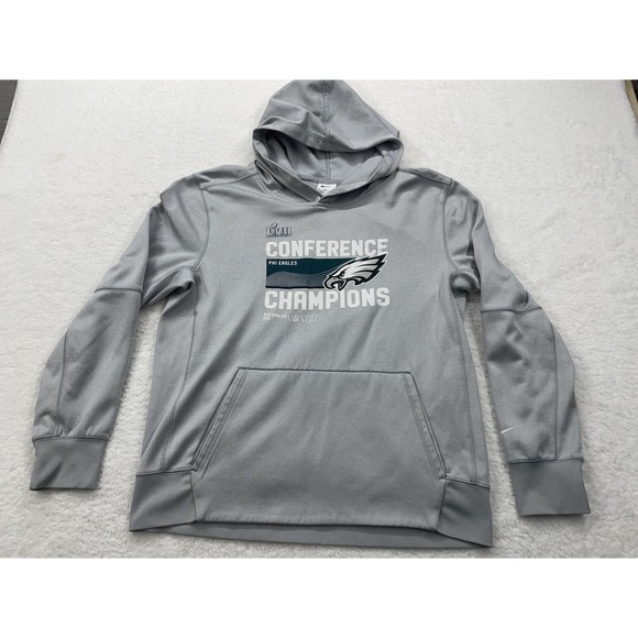 Philadelphia Eagles Superbowl 57 Sweatshirt Hoodie Boys XL Nike Gray NFL Footbal - Picture 1 of 12